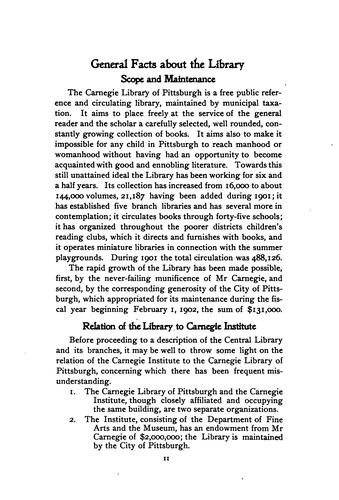 Some information about the Carnegie library of Pittsburgh