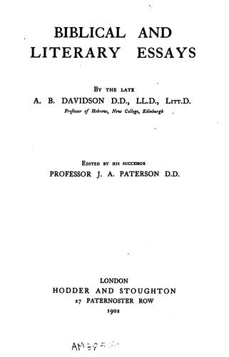 Biblical and literary essays