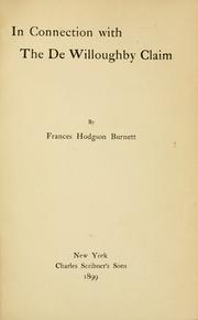 In connection with the De Willoughby claim