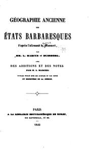 Géographie ancienne des états Barbaresques d'après l'allemand de Mannert