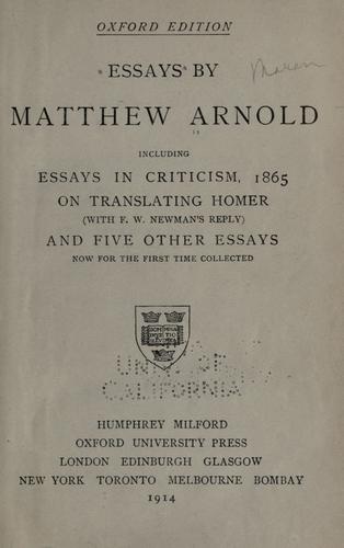 Essays by Matthew Arnold