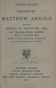 Essays by Matthew Arnold