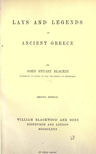 Lays and Legends of Ancient Greece