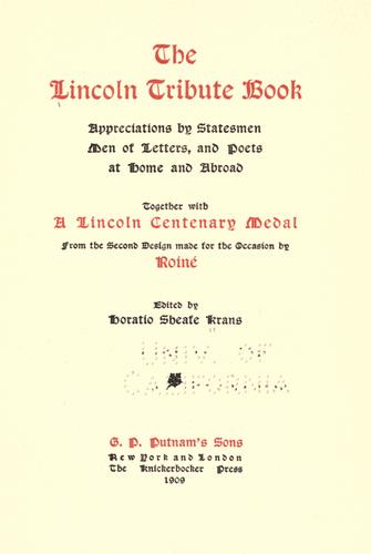 The Lincoln tribute book