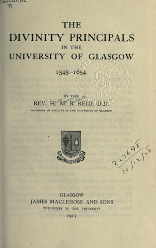 The divinity principals in the University of Glasgow