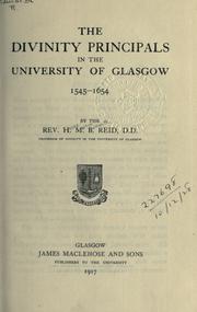The divinity principals in the University of Glasgow