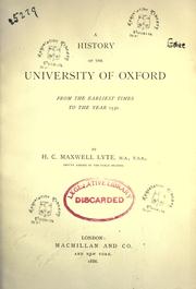 A history of the University of Oxford from the earliest times to the year 1530