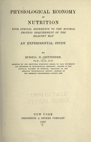 Physiological economy in nutrition