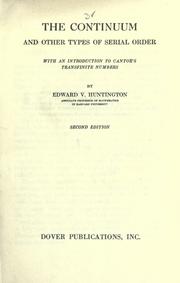 The continuum, and other types of serial order, with an introduction to Cantor's transfinite numbers