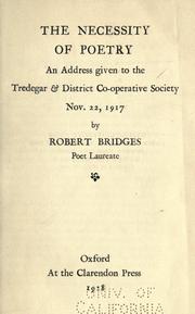 The neccessity of poetry