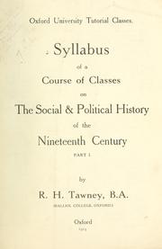 Syllabus of a course of classes on the social and political history of the nineteenth century, part I.