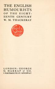The English humourists of the eighteenth century