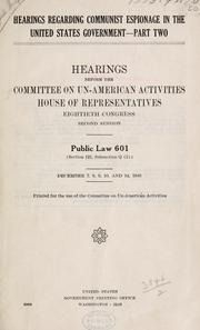 Hearings regarding Communist espionage in the United States Government