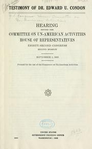 Testimony of Dr. Edward U. Condon