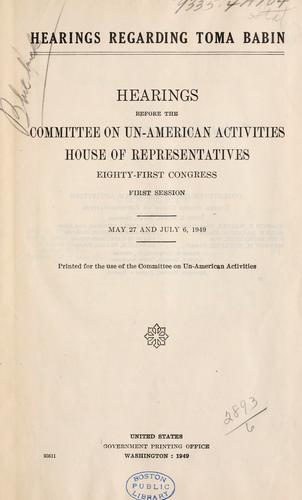 Hearings regarding Toma Babin