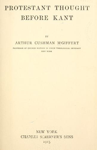 Protestant thought before Kant