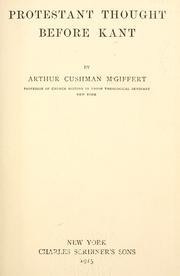 Protestant thought before Kant