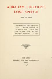 Abraham Lincoln's lost speech, May 29, 1856