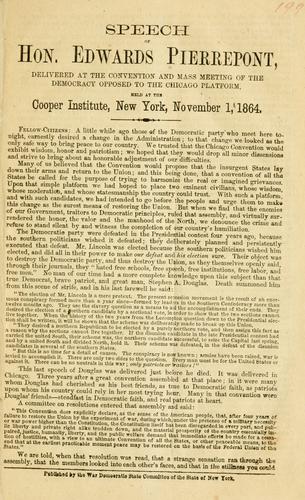 Speech of Hon. Edwards Pierrepont