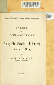 Syllabus of a course of classes on English social history