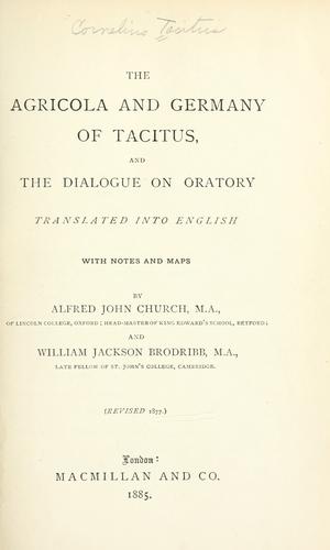 The Agricola and Germany of Tacitus