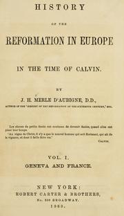 History of the reformation in Europe in the time of Calvin