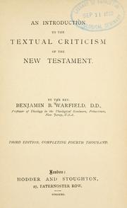 An introduction to the textual criticism of the New Testament