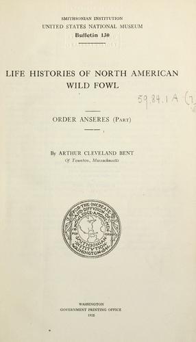 Life histories of North American wild fowl