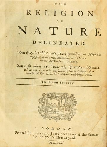 The religion of nature delineated (1724)