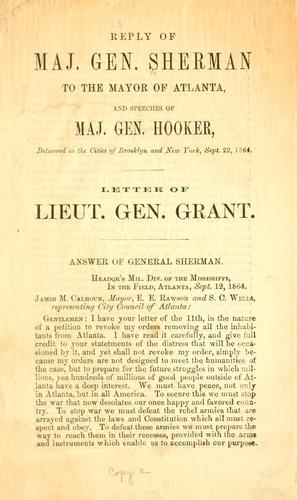 Reply of Maj. Gen. Sherman to the mayor of Atlanta