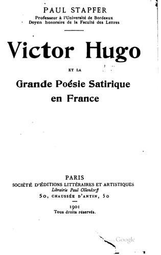 Victor Hugo et la grande poésie satirique en France