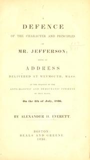 A defence of the character and principles of Mr. Jefferson