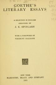 Goethe's literary essays