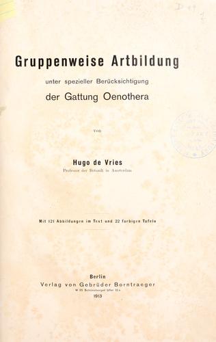 Gruppenweise artbildung unter spezieller berücksichtigung der gattung Oenothera