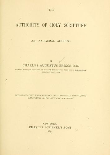 The authority of Holy Scripture