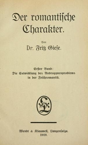 Die Entwicklung des Androgynenproblems in der Frühromantik