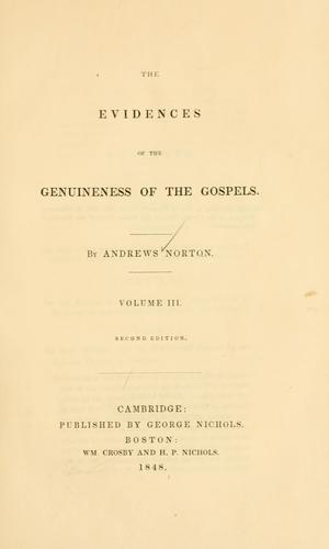 The evidences of the genuineness of the Gospels