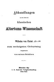 Abhandlungen aus dem Gebiet der klassischen Altertums-wissenschaft