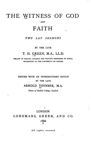 The Witness of God and Faith: Two Lay Sermons