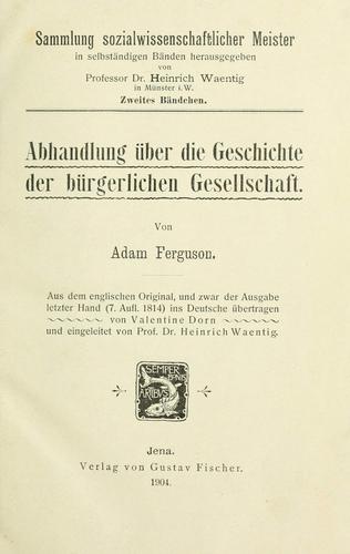 Abhandlung über die Geschichte der bürgerlichen Gesellschaft