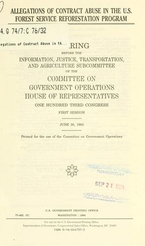 Allegations of contract abuse in the U.S. Forest Service Reforestation Program