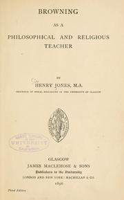 Browning as a philosophical and religious teacher