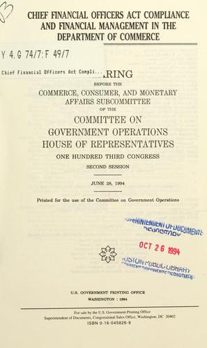 Chief Financial Officers Act compliance and financial management in the Department of Commerce