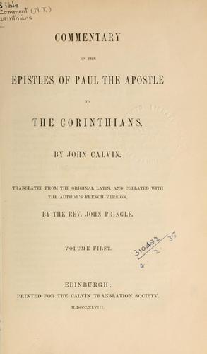 Commentary on the Epistles of Paul the Apostle to the Corinthians