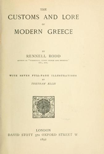 The customs and lore of modern Greece