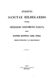 Analecta sacra spicilegio solesmensi parata