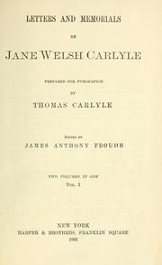 Letters and memorials of Jane Welsh Carlyle
