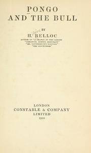 Pongo and the bull / by H. Belloc