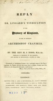A reply to Dr. Lingard's Vindication of his History of England