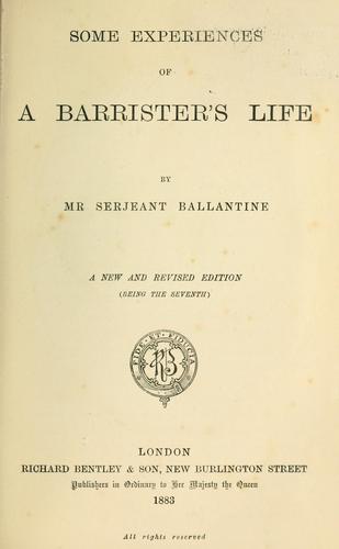 Some experiences of a barrister's life